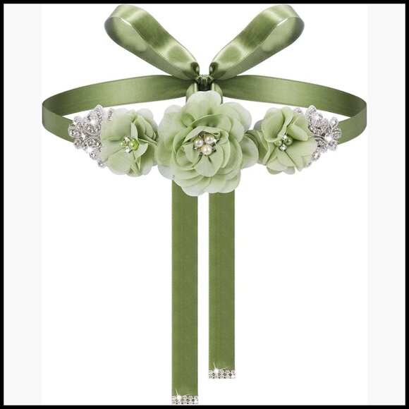 Wedding Bridal Belt Sash with Flower Rhinestone Pearl for Bride main image 7